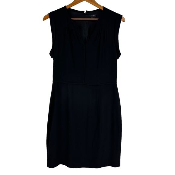 Theory Rev Korka Black Fit & Flare Sleeveless V-neck Crepe Dress Size 4 Piping - Picture 3 of 10